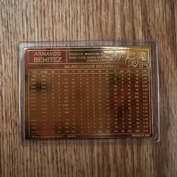 Armando Benitez Mets Danbury Mint 22kt Gold Card (MISC10) - Picture 2 of 2